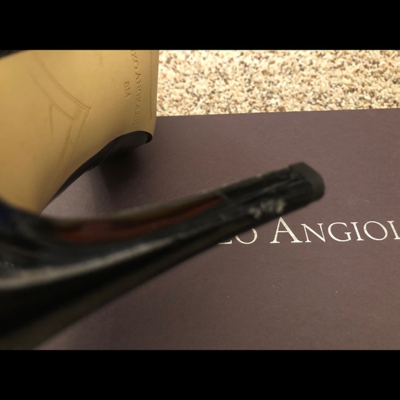 Black Patent Enzo Angiolini Peep Toe Pumps - Picture 8 of 9